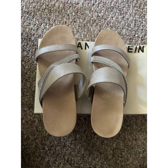 Anne Klein Sport Wedged Sandals Champagne/Gold with Rhinestone NEW size 10 - Picture 3 of 5